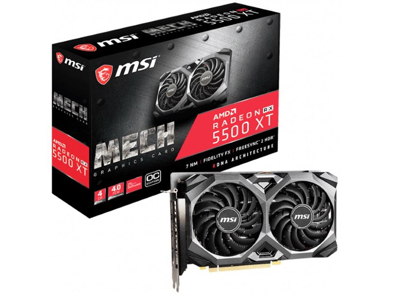 MSI AMD Radeon RX 5500 XT, 4GB, 128-bit, RX 5500 XT MECH ...